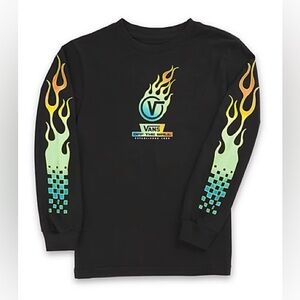 VANS Glow Flame Boys T-Shirt - BLACK Size XL (14 plus)